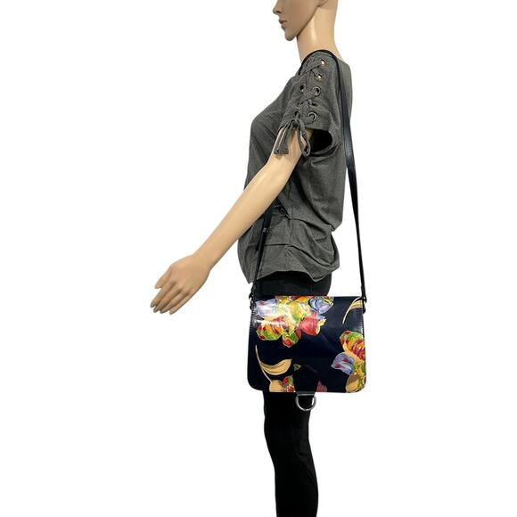 Patricia Nash Ilina Navy Floral Leather Flap Crossbody - Picture 9 of 16